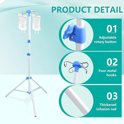 Lefeke IV Pole Portable for Traveling, Adjustable IV Stand - Image 3