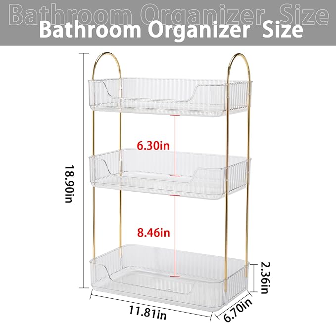 shuang qing Bathroom Counter Organizer Countertop Storage, Cosmetics Skincare - Image 3
