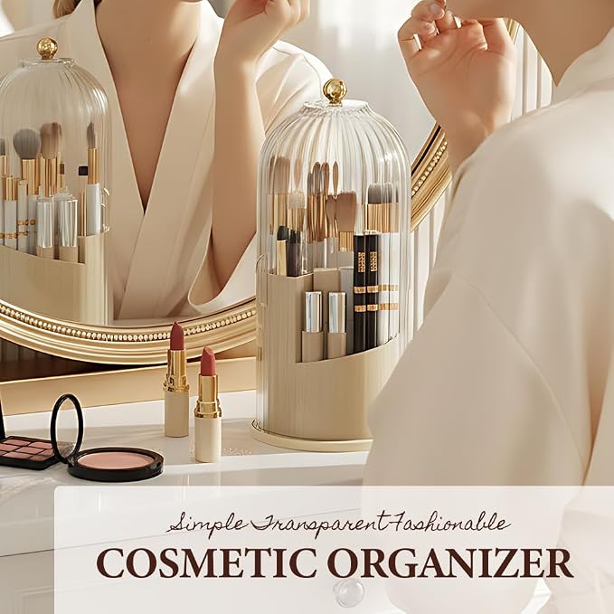 Covered 360° Rotating Makeup Brush Holder, Makeup Organizers - Image 5