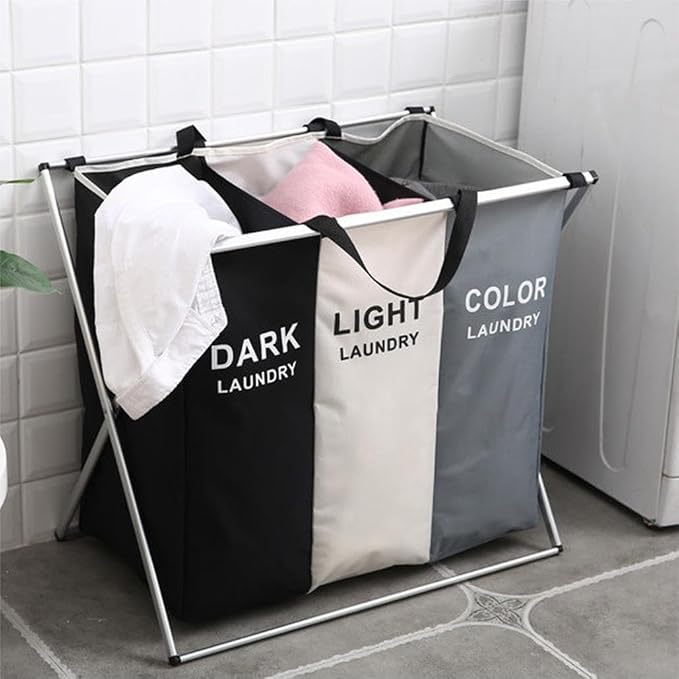 TEEM 3-Section Laundry Basket Organizer, Foldable Hamper - Image 3