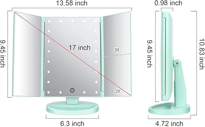 Tri-fold Lighted Vanity Makeup Mirror - Image 3