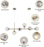 KCO Lighting 6 Light Bubble Glass Pendant Light Mid Century Modern Globe Sputnik Chandelier Linear Chandelier Lighting Brushed Nickel Hanging Light Fixture for Kitchen Island Dining Room