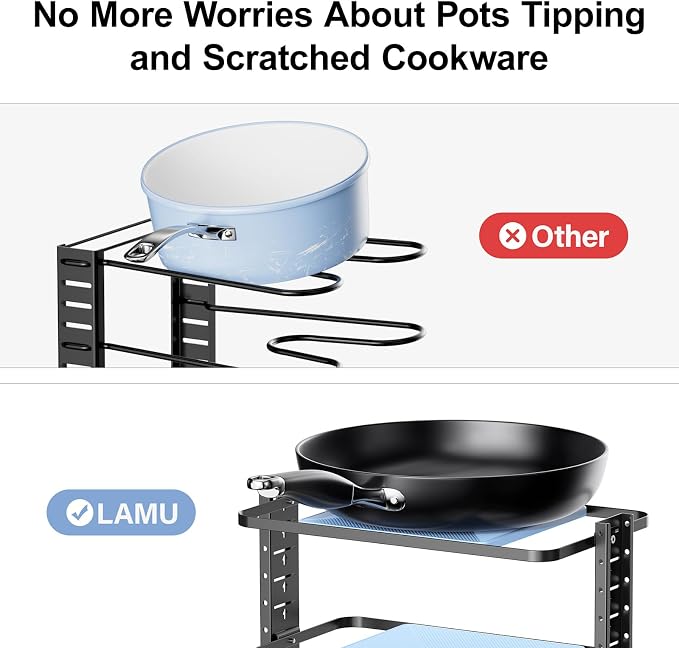 LAMU Pots and Pans Organizer for under Cabinet, 6-Tier Heavy Duty Pan Pot - Image 5