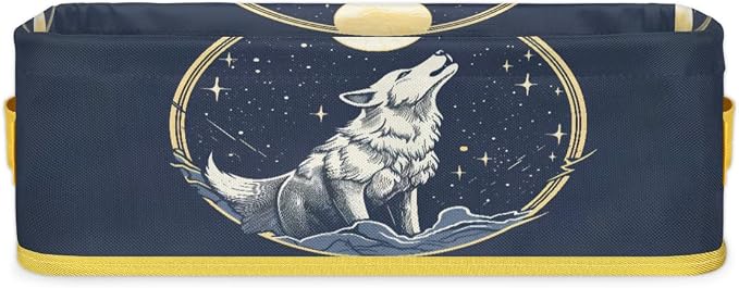 Wolf Stars Moon Bathroom Storage Basket, Foldable by ModaQua