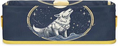 Wolf Stars Moon Bathroom Storage Basket, Foldable by ModaQua