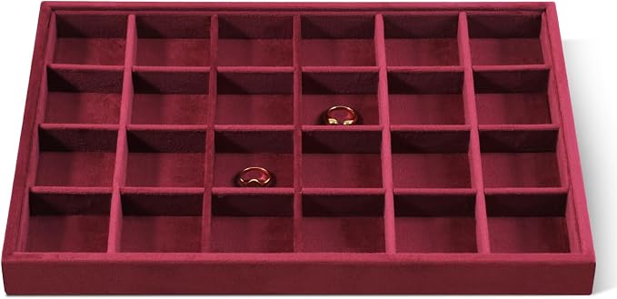 Velvet Stackable Jewelry Display Tray, 24 Grid Earring Ring Storage Tray by Dansmiy