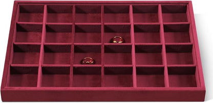 Velvet Stackable Jewelry Display Tray, 24 Grid Earring Ring Storage Tray by Dansmiy