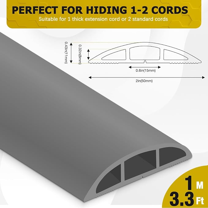 Floor Cord Cover 3.3FT Cord Covers - Image 2