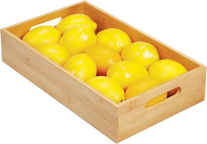 mDesign Wide Bamboo Kitchen Cabinet & Fridge Drawer Organizer Tray - Image 8