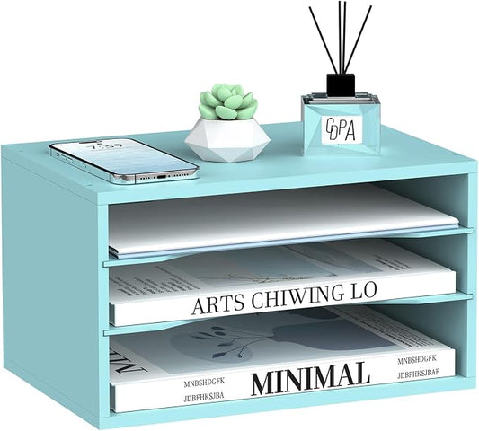 3 Tier Wood Desk Organizer, Mail Sorter and Paper Organizer by SUPEASY