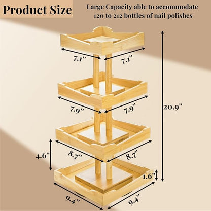 ZAVOOS Nail Polish Organizer, 4 Tier Bamboo Stand Essential Oil Display Rack - Image 2