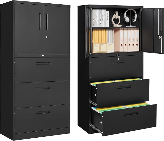 3-Drawer Metal File Cabinet, Lateral Vertical Filing Cabinets by PEUKC