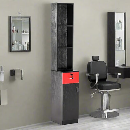 BarberPub Locking Wall Mount Hair Styling Barber Station Drawer Storage Beauty - Image 2