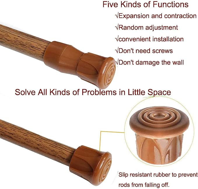 2 Pack Small Tension Rods 15.7 in to 28 Curtain Rods Window Rods in Extendable - Image 3