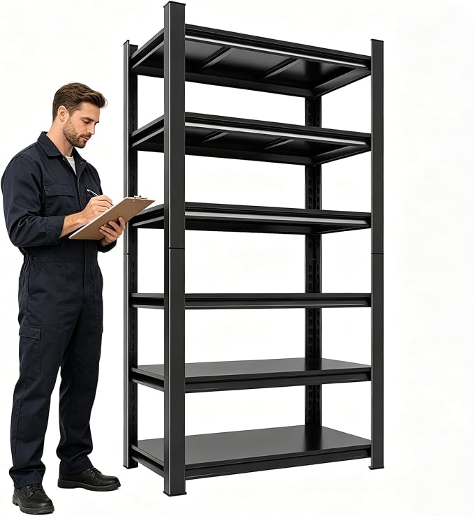 36" W Metal Garage Shelving, 6 Tier Adjustable Steel Standing Shelf Units by Buynow