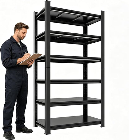 36" W Metal Garage Shelving, 6 Tier Adjustable Steel Standing Shelf Units by Buynow