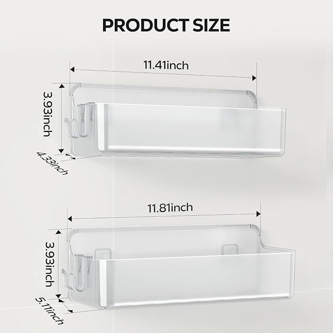 Nieifi Adhesive Shower Shelves, 2 Pieces | Rustproof ABS, Large Capacity - Image 2