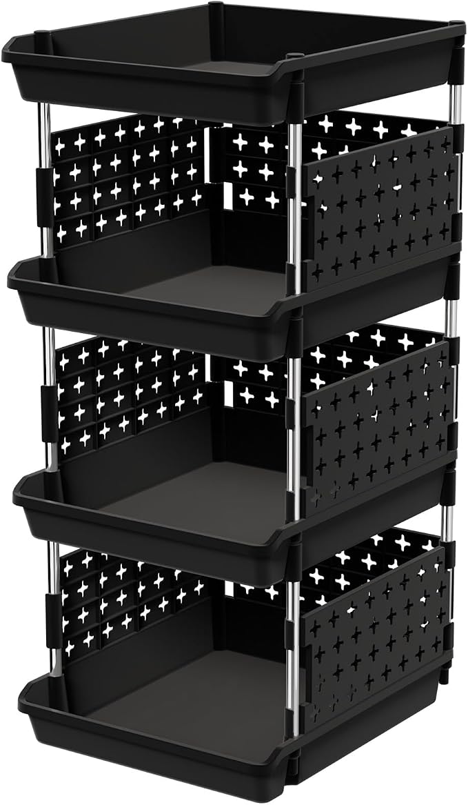 Lifewit 4 Tier Plastic Stackable Storage Baskets by Lifewit
