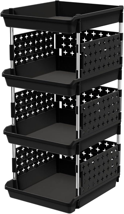 Lifewit 4 Tier Plastic Stackable Storage Baskets by Lifewit