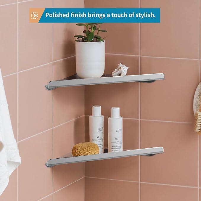 2 Pcs 304 Stainless Steel Corner Shelf - Image 4