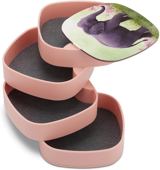 Purple Elephant Rotating Jewelry Organizer Box 4-Layer 360° Rotatable ABS - Image 7