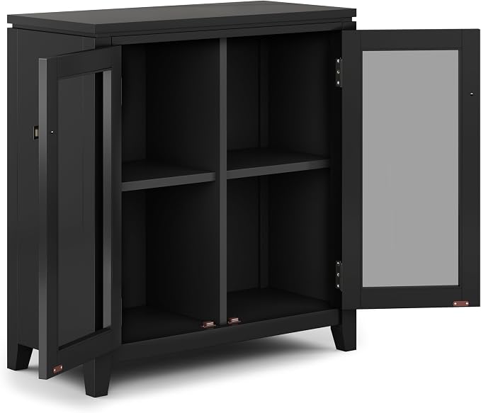 SIMPLIHOME Cosmopolitan Solid Wood 30 inch Storage Cabinet in Black - Image 4