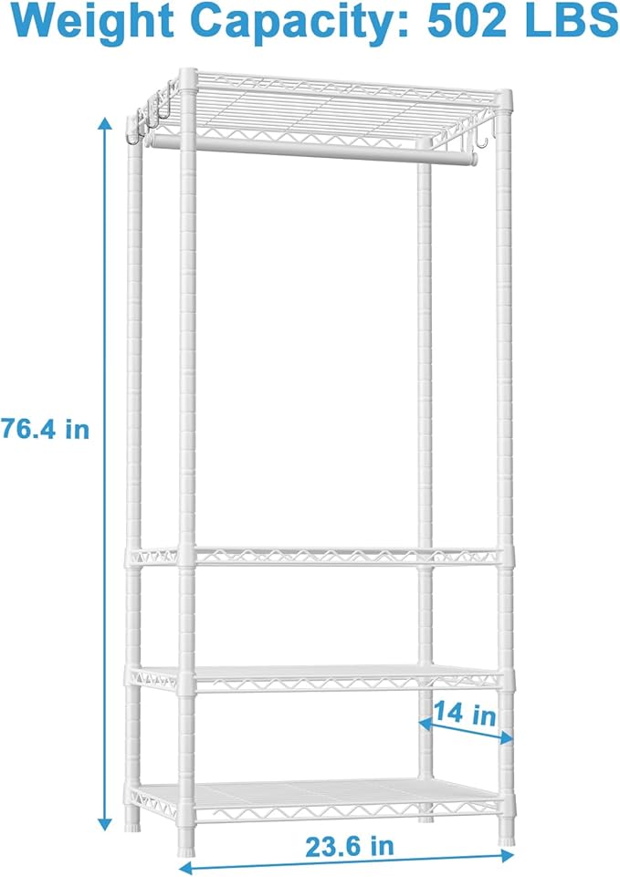 Ulif H4 Mini Portable Closet, 4 Tiers Freestanding Clothing Garment Rack - Image 5