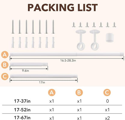 SUTINE Closet Rod, Closet Rods for Hanging Clothes, 17 to 37 inch Adjustable - Image 2