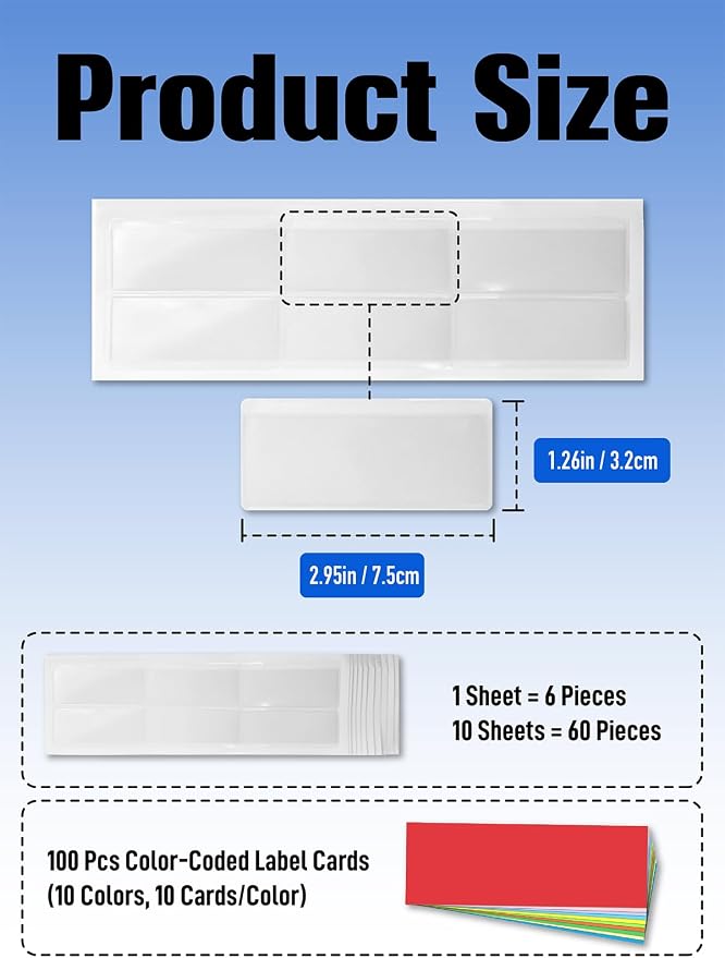60-Pack Clear Plastic Self-Adhesive Label Holders - Image 2