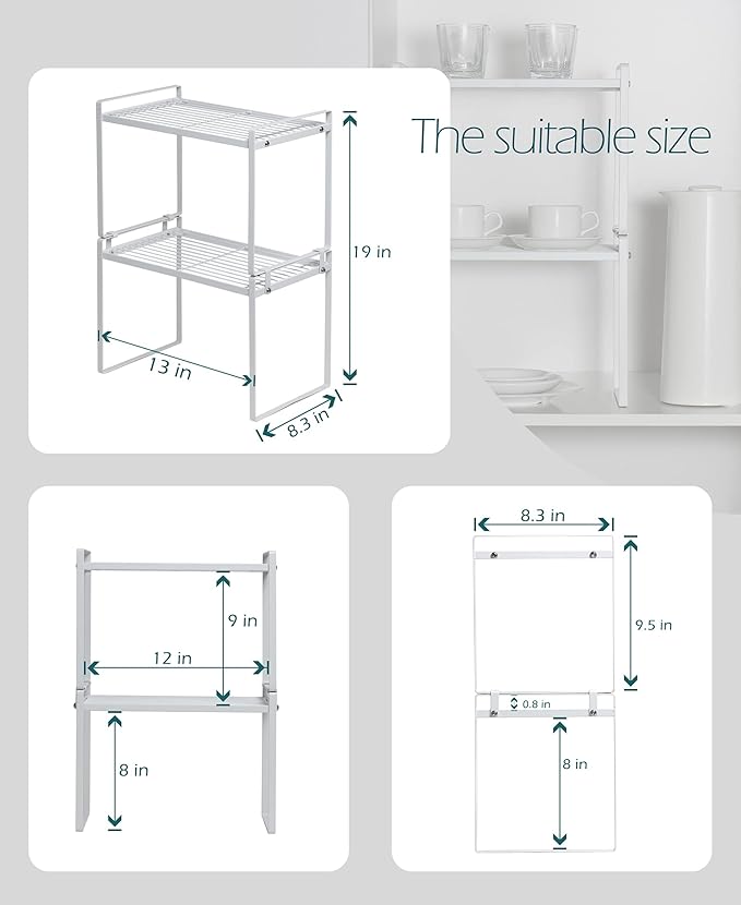 Shantton 2pk Kitchen Cabinet Shelf Counter Organizer Rack Pantry Storage - Image 3