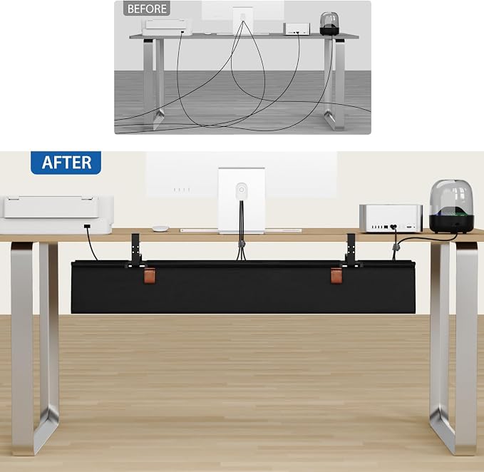 Zilink No Drill Under Desk Cable Management Tray 40" Cord Organizer - Image 6