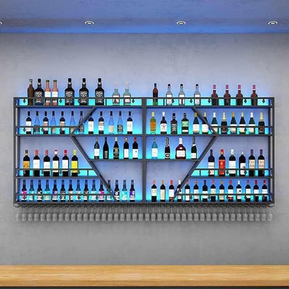 95in Large Wall Mounted Wine Rack 4 Tier Metal Wine Bottle Holder Modern - Image 4