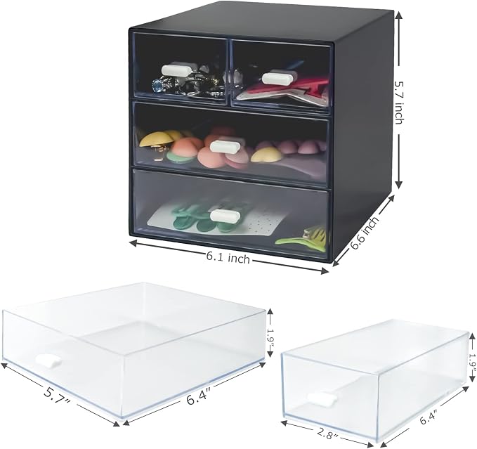 Desk Organizer with Drawer, Desk Storage Box, Plastic Office Stationery - Image 3
