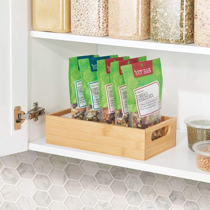 mDesign Bamboo Kitchen Storage Container Bin - Image 2
