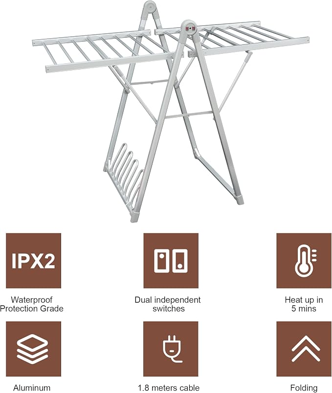 Electric Heating Clothes Drying Rack, Foldable Clothes Drying Rack, Suitable - Image 4
