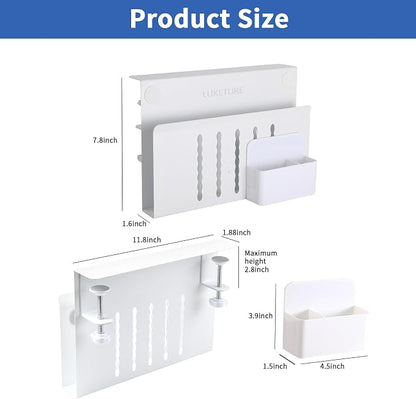 LUKETURE Desk Side Storage, Steel Side Desk Organizer, No Drill Laptop Holder - Image 4