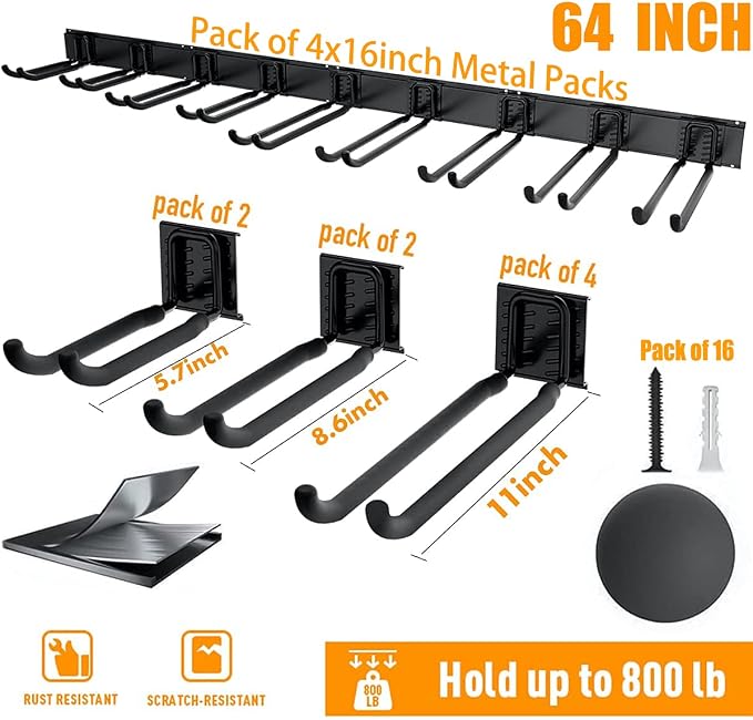 TORACK Tool Storage Rack, Heavy Duty Steel Garage Wall Mount Garden Tool - Image 2