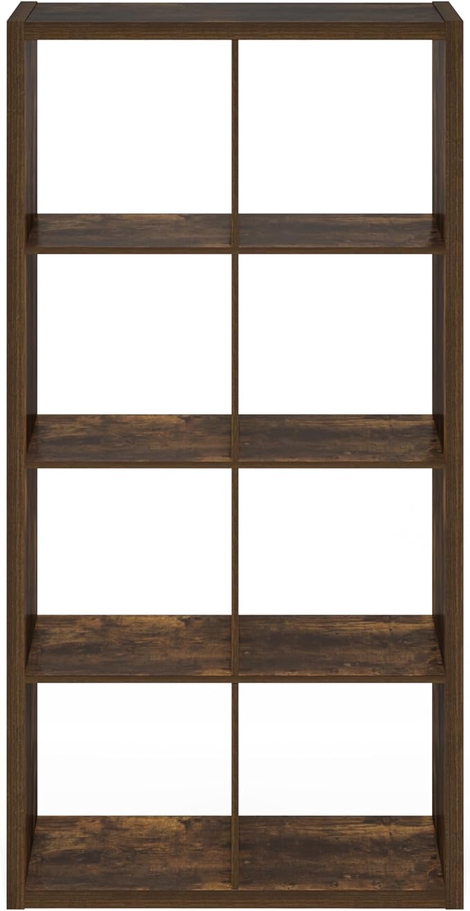 Furinno Cubicle 8-Cube Book Shelf, Extra Thick Frame Bookshelf, Amber Pine | - Image 11