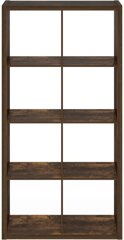 Furinno Cubicle 8-Cube Book Shelf, Extra Thick Frame Bookshelf, Amber Pine | - Image 11