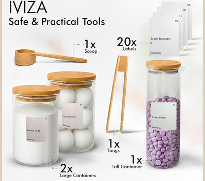 IVIZA Glass Laundry Detergent Dispenser & Storage Set – Liquid Detergent Pump - Image 7