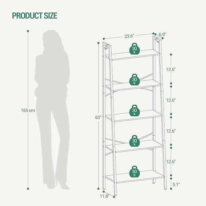 Hzuaneri Ladder Shelf, Freestanding Corner Storage Shelf | Bookcase - Image 2