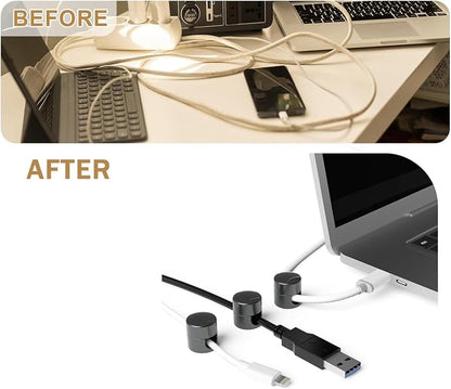 3 Sets Charger Cord Holder, Glossy Black Metal Adhesive Cable Management Clips - Image 4