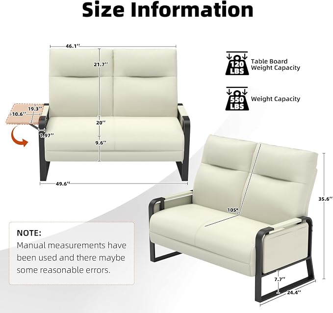 Faux Leather Loveseat, Upholstered Loveseat - Image 2