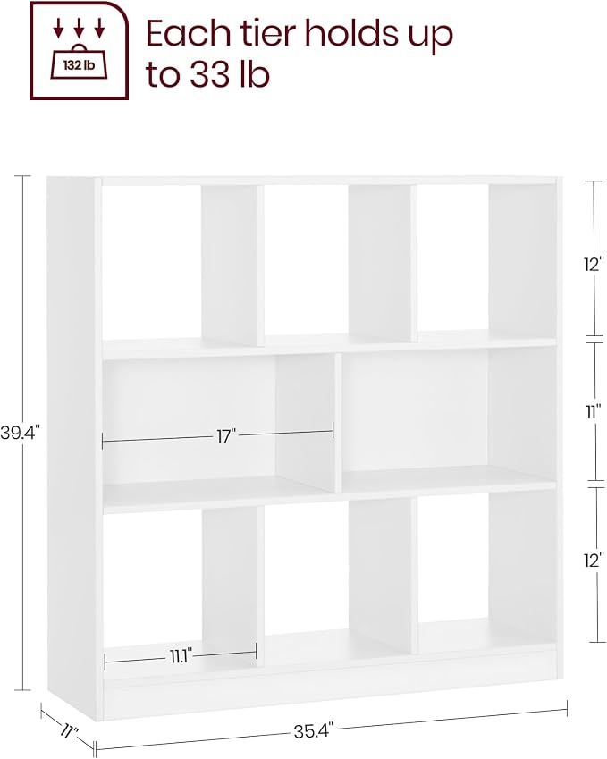 VASAGLE Bookcase, Freestanding Storage Unit, 8 Open Compartments, Used - Image 3