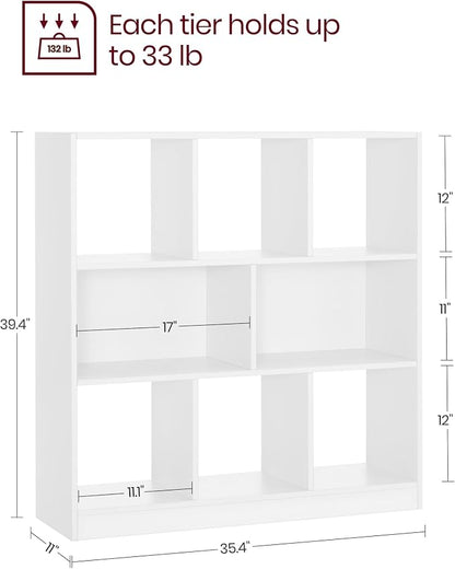 VASAGLE Bookcase, Freestanding Storage Unit, 8 Open Compartments, Used - Image 3