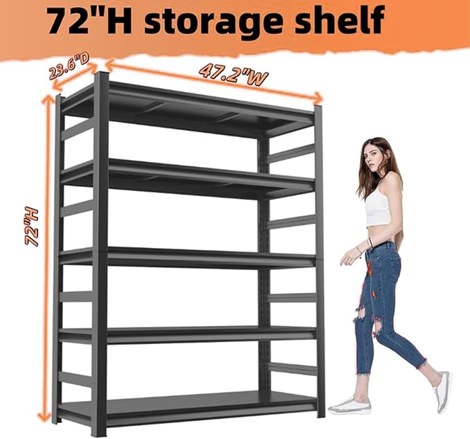 Garage Storage Shelves, 5 Tier Shelving Unit, 40 inch Wide, 18” Deep, 78” Tall - Image 2