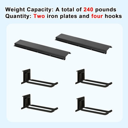 Garage Tool Organizer Wall Mount 32in- 4 Heavy Duty Hooks, 240lbs Capacity - Image 5