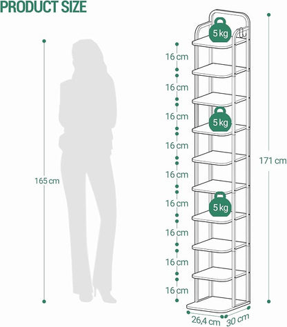 Hzuaneri 10 Tiers Vertical Shoe Rack, Narrow Shoe Tower, Tall Shoes Shelf - Image 2