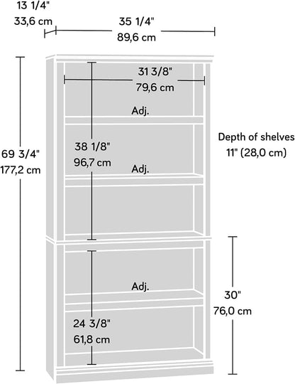 Sauder 5 Tier Book Shelf Wooden Bookcase Multipurpose Bookshelf - Image 3