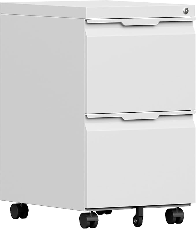 File Cabinet 2 Drawers on Wheels Under Desk, Locking Filing Cabinets by Kooyon